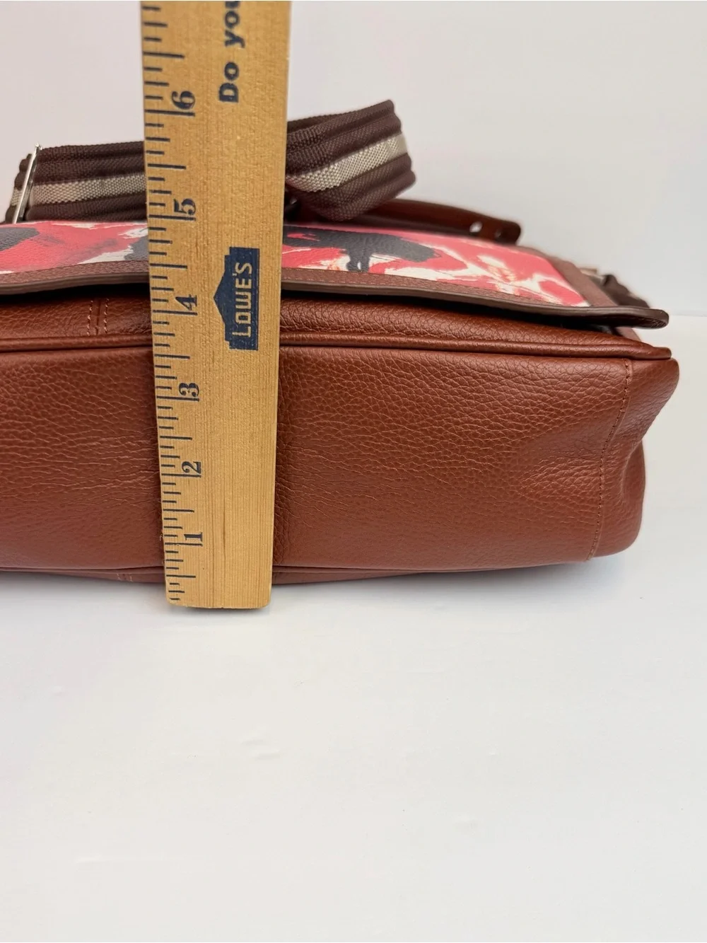 Jumper Maybach Floral Print Canvas Crossbody Bag in Red and Brown Trim